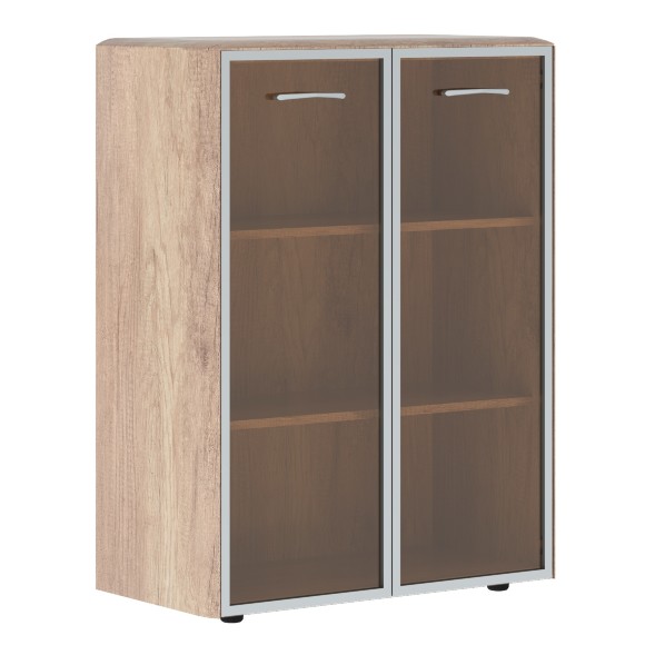 Шкаф средний со стеклянными дверьми в AL-рамке и обвязкой DMC 85.7 892х450х1185 DIONI