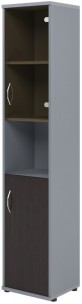 Шкаф колонка с малой глухой и стеклянной дверьми СУ-1.4(R) Венге/Металлик 406*365*1975