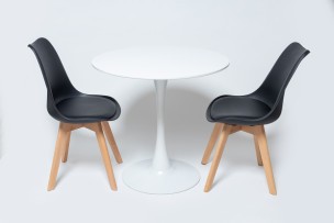 Стол Barneo T-3 Tulip style, MDF, H-75cm - круг диаметр 100см, RAL9003 белый, каркас RAL9003 белый