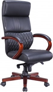 Кресло руководителя Everprof President Wood Кожа Черный