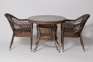 Стол для дачи FM-2002 коричневый, диамерт 90 см