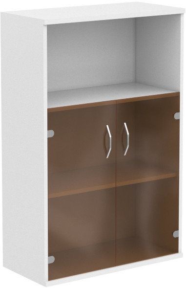 Шкаф с малыми стеклянными дверьми СТ-2.2 Белый 770*365*1200