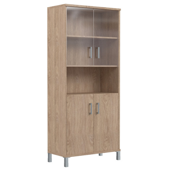 Шкаф высокий с малыми стеклянными и глухими дверьми B 430.10 900х450х2054 BORN